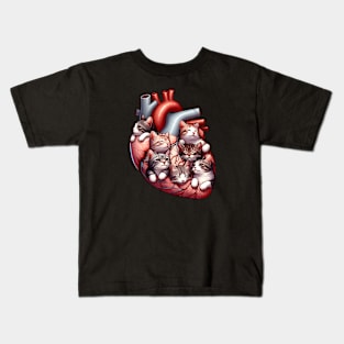 Cat Lover Anatomical Heart. Gift for cat owners. Kids T-Shirt